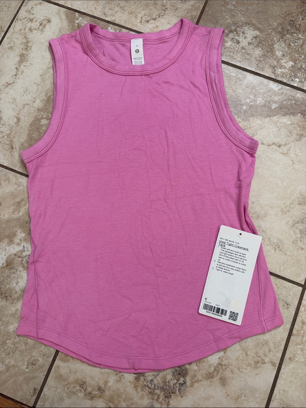Lululemon Hold Tight Crewneck Tank. Size 6. Sweet Sorbet